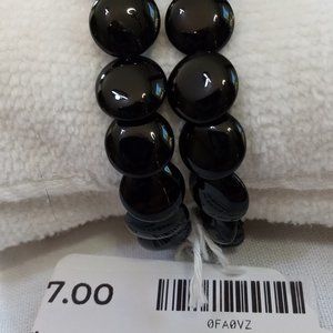 Obsidian Disk bead 10.5 mm  bracelet on stretchy cord